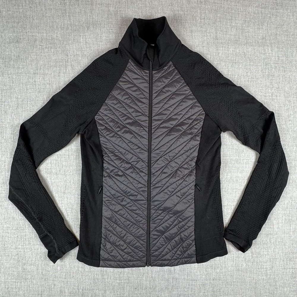 Athleta Flurry Force 2.0 Jacket Womens Small Black Insulated Full Zip Thumbholes
